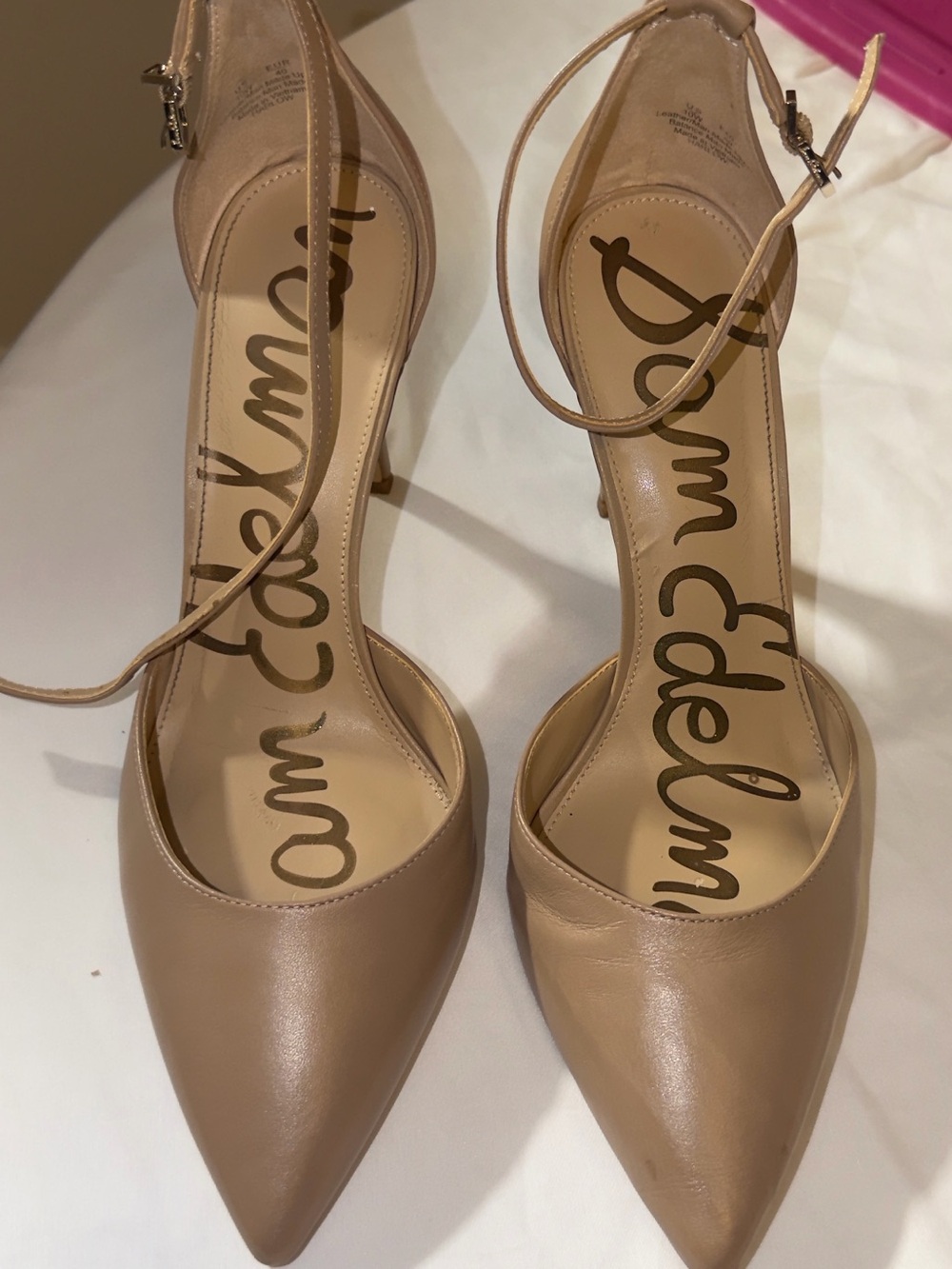 Sam Edelman Adelisa Nude Leather Ankle Strap Pumps Size 10 - Picture 6 of 13